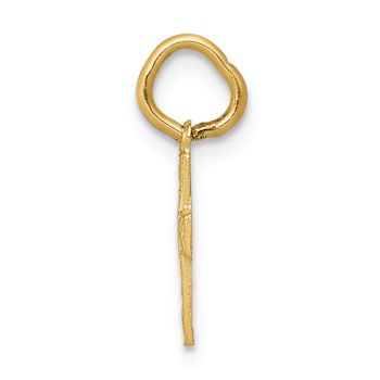 14k Yellow Gold Textured Floral Cross Charm