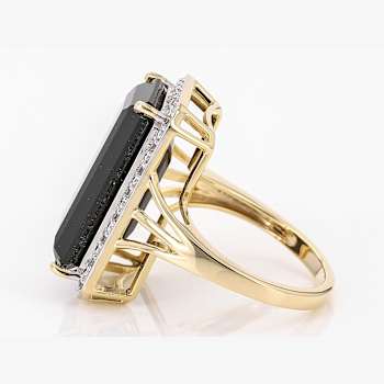 Black Spinel Cocktail Ring In 18K Gold Over Sterling Silver 11.24ctw