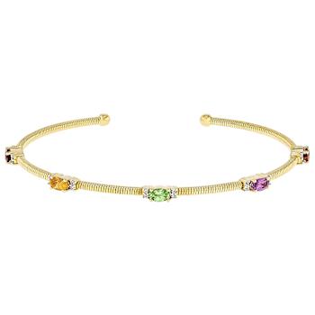 Multi Garnet And White Zircon Bracelet In 18K Gold Over Sterling Silver 1.36ctw