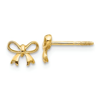 14K Yellow Gold Bow Post Earrings