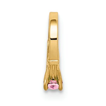 14k Yellow Gold 3D Ring with October Birthstone Light Pink Cubic
Zirconia Charm