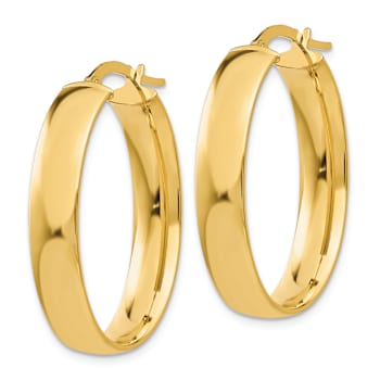14k Yellow Gold 11/16" Polished Oval Hoop Earrings