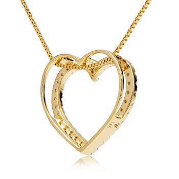 White Cubic Zirconia 14k Yellow Gold Heart Pendant With Chain 0.35ctw