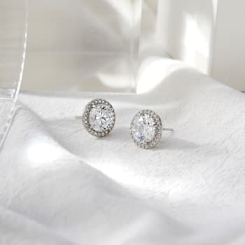 White Cubic Zirconia Platinum Over Sterling Silver Earrings 6.48ctw