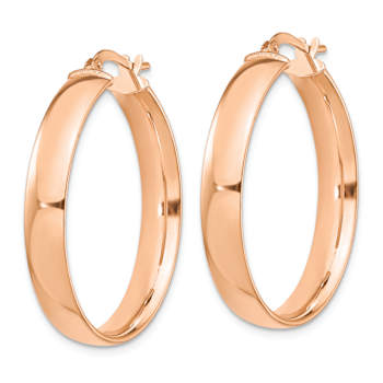 14k Rose Gold 1 1/4" High Polished Hoop Earrings