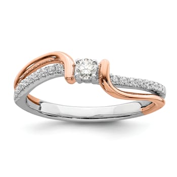 14K Two-tone White and Rose Gold First Promise Diamond Promise Ring 0.20ctw