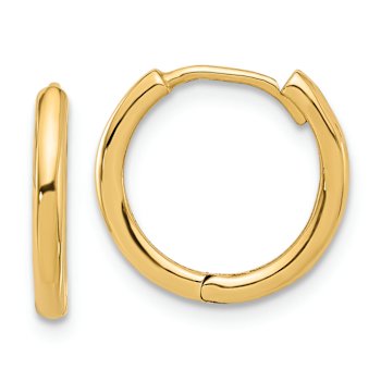 14k Yellow Gold Polished 9/16" Hinged Hoop Earrings