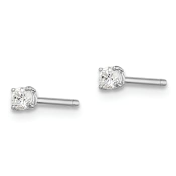 Sterling Silver Rhodium-plated 2.5mm Round CZ Stud Earrings