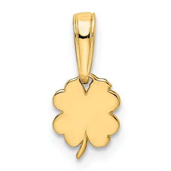 14K Yellow Gold Diamond-cut 4 Leaf Clover Pendant