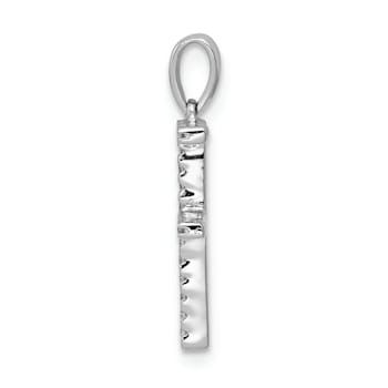 Rhodium Over 14K White Gold Diamond Letter F Initial Pendant