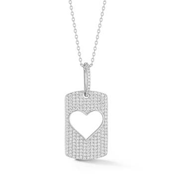 Rachel Zoe Pave CZ Open Heart Tag Pendant Necklace in Rhodium Over
Sterling Silver