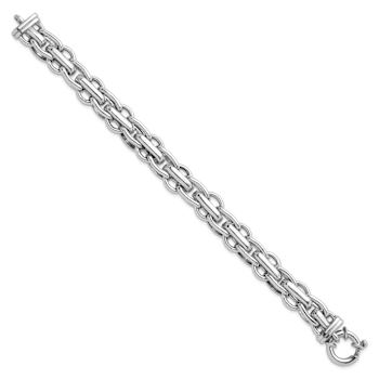 Rhodium Over Sterling Silver Polished Fancy Link Bracelet