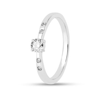 Rhodium Over Sterling Silver Lab Grown Diamond Solitaire Ring