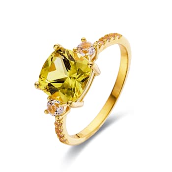 Lab Created Yellow Sapphire with White Topaz Accents 18K Yellow Gold
Over Sterling Silver Ring