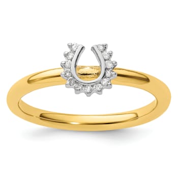 10K Yellow Gold Over Sterling Silver Stackable Expressions Diamond
Horseshoe Ring 0.07ctw