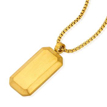 Invicta Men's Yellow Plated Dog Tag Pendant With Chain In Stainless Steel