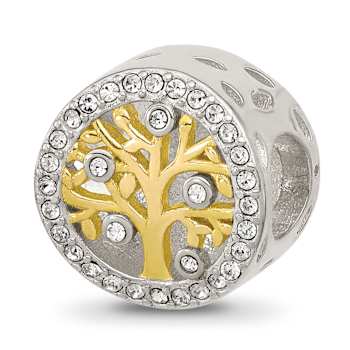 Sterling Silver Crystal and Gold-tone Family Tree Bead