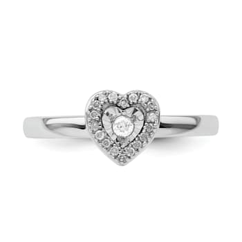 Sterling Silver Stackable Expressions Heart Diamond Ring 0.122ctw