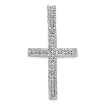 Rhodium Over 14K White Gold 1 1/10ct. Diamond Latin Cross Pendant