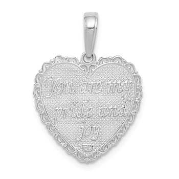 Rhodium Over 14k White Gold Textured and Reversible FOR MY DAUGHTER
Heart Pendant