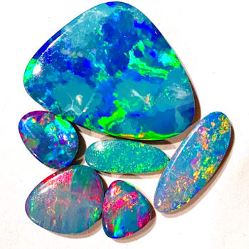 Opal on Ironstone Free-Form Doublet Set of 6 6.00ctw