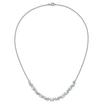 Rhodium Over Sterling Silver Polished Fancy Cubic Zirconia Necklace