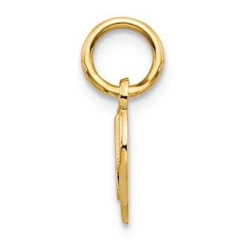 14k Yellow Gold Textured MOM Heart Charm