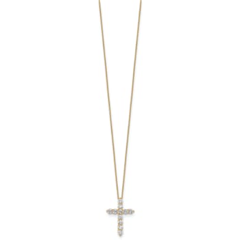 10K Yellow Gold Lab Grown Diamond VS/SI GH, Cross Chain SIide Pendant
with chain Necklace