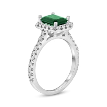 2.00ctw Emerald and Diamond Ring in 14k White Gold
