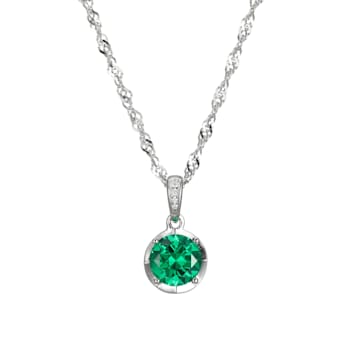 Green Lab Created Garnet and White Cubic Zirconia Platineve® Pendant
With Chain 1.57ctw
