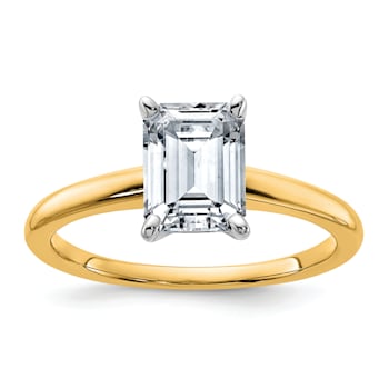 14K Yellow Gold With White Gold Accents 1 3/4 ct. D E F Pure Light
Emerald Moissanite Solitaire Ring