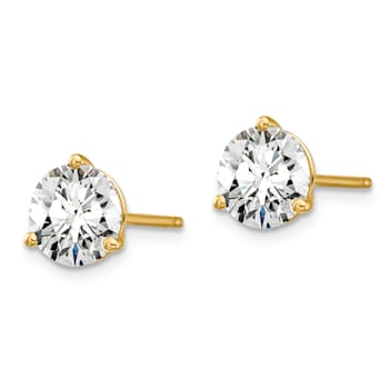 14K Yellow Gold Lab Grown Diamond 1 1/2ct. VS/SI GH+, 3 Prong Stud Earrings