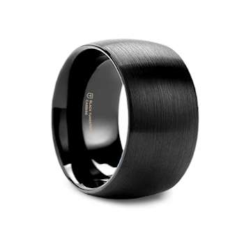 RAIDER Domed Brush Finished Black Tungsten Wedding Band 12mm