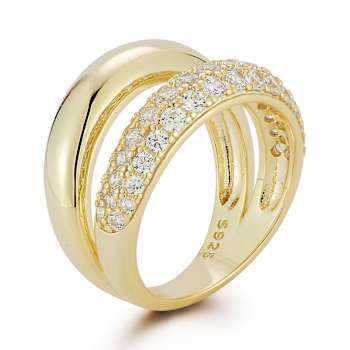 Rachel Zoe CZ Double Dome Stacked Ring in 14K Gold Over Sterling Silver