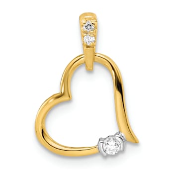 14k Yellow Gold and 14k White Gold Polished Heart Diamond Pendant