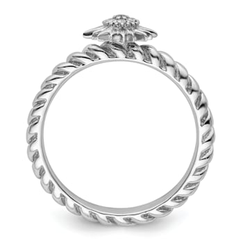 Sterling Silver Stackable Expressions Diamond Star Ring 0.035ctw
