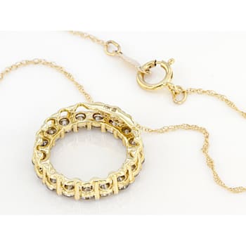Candlelight Diamonds™ 10k Yellow Gold Circle Pendant With 18" Rope
Chain 1.00ctw