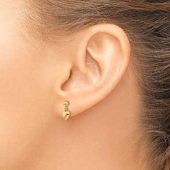 14k Yellow Gold Children's Puffed Heart Dangle Earrings