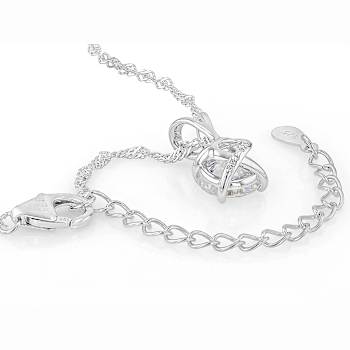 Diamond Simulant Solitaire Pendant Necklace In Sterling Silver 3.00ct