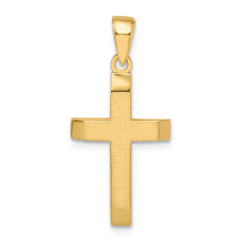 14k Yellow Gold Satin and Polished Beveled Small Latin Cross Pendant