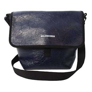 Balenciaga Arena Blue Lambskin Leather Flap Messenger Bag