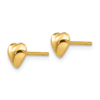 14k Yellow Gold Polished 5mm Heart Stud Earrings