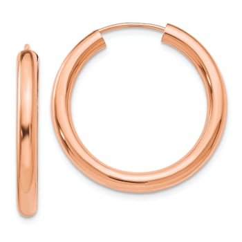 14k Rose Gold Polished 1" Endless Tube Hoop Earrings