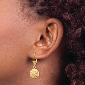 14k Yellow Gold Polished Sand Dollar Dangle Earrings