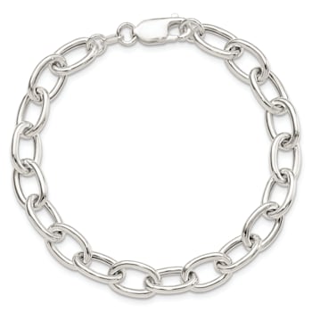 Sterling Silver Open Link Cable 8.50mm Bracelet