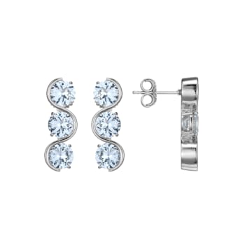 Lab Created Blue Spinel Platinum Over Silver March Birthstone Earrings 4.68ctw