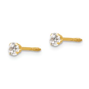14k Yellow Gold 3mm Cubic Zirconia Stud Earrings