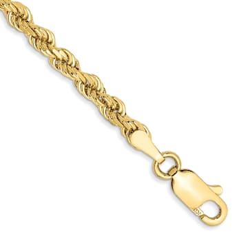 10k Yellow Gold 3mm Diamond-Cut Rope Link Bracelet