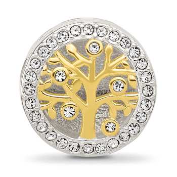 Sterling Silver Crystal and Gold-tone Family Tree Bead