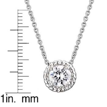 CZ Solitaire Pendant In Sterling Silver